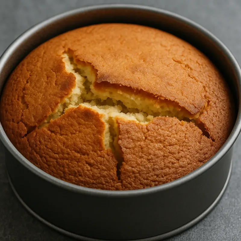 Gebackener Rühr- oder Biskuitkuchen in einer professionellen Backstube als Beispiel für die Fehlersuche beim Kuchenbacken