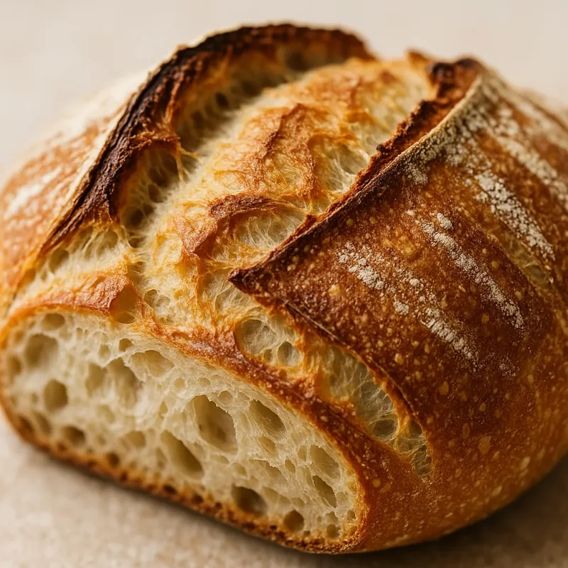 Rustikales Brot mit gleichmäßig gebräunter, knuspriger Kruste