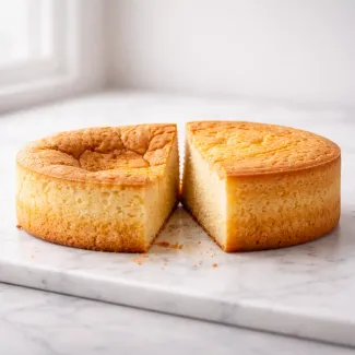 Prerez biskvita z vidnim sesedanjem in enakomerno stabilno strukturo