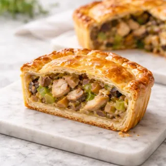 Hrustljava zlato zapečena pita s stabilnim, sočnim nadevom brez razmočenja