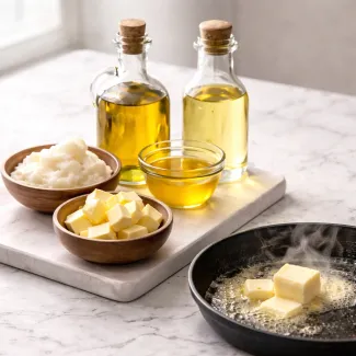 Primerjava masla in olj pri segrevanju z vidnim penjenjem in teksturo