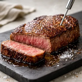 Zapečen steak z nadzorovano vlago, hrustljava skorja in sočna sredica