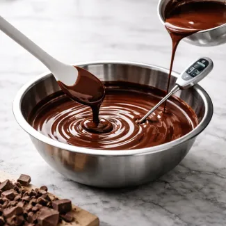 Sijoča temperirana čokolada z merjenjem temperature za stabilno kristalizacijo