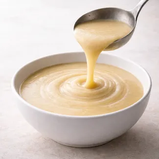 Svilnata kremna juha brez smetane z gladkim, enakomernim tokom in fino teksturo