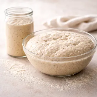 Napeto vzhajano testo in aktivne droži z jasno vidno strukturo mehurjev