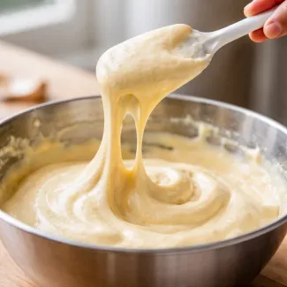 Jajčna pena v biskvitu, ki izgublja strukturo med mešanjem in ne drži več oblike