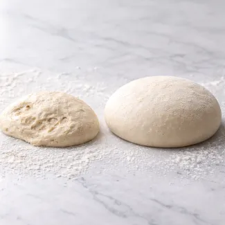 Primerjava prekomerno fermentiranega in stabilno vzhajanega testa z jasno napetostjo strukture