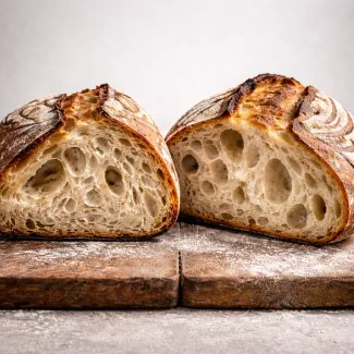 Primerjava zbitosti in odprte sredice pri kruhu z drožmi z nadzorovano razpoko skorje