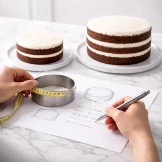 Tortopretvornik za preračun velikosti tort z različnimi modeli, porcijami in merilnim trakom