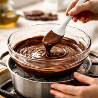 Temperiranje temne čokolade nad vodno kopeljo za sijočo teksturo in stabilno strukturo