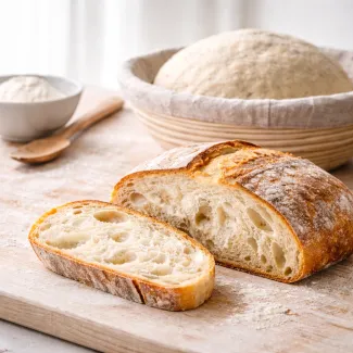 Zračna sredica kruha brez sladkorja z jasno strukturo fermentacije