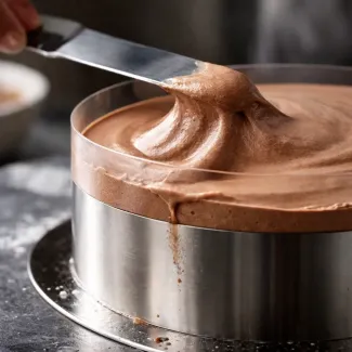 Mousse masa presega rob acetatne folije, vidna napetost in izguba strukture roba