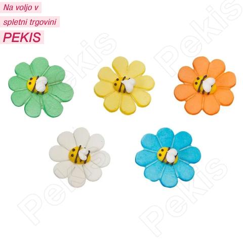 Čebelice na barvnih cvetovih (4,5cm) 5 kom