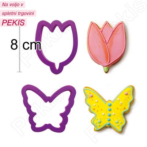Modelčka METULJČEK in TULIPAN, 8cm, plastika