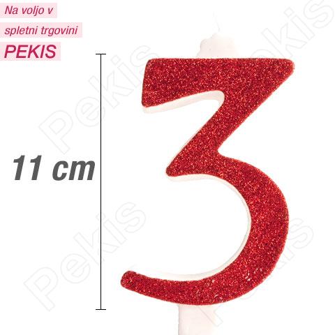 Svečka številka, Rdeča z bleščicami št.3