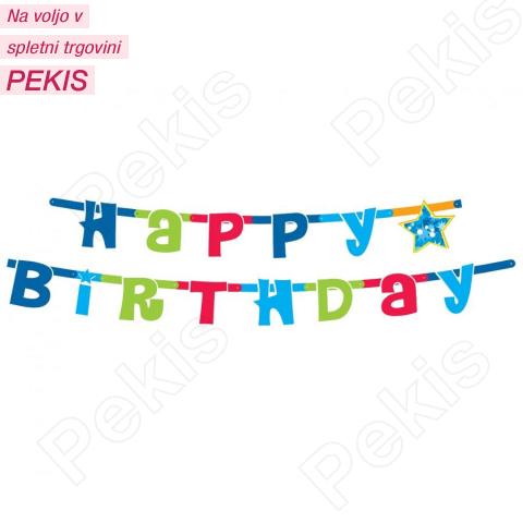 Papirnate zastavice (modri) Happy Birthday