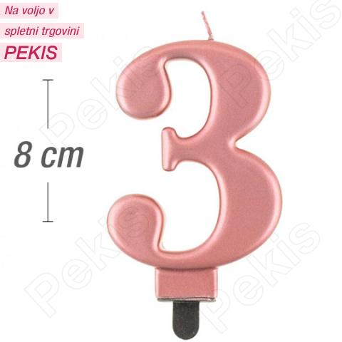 Metalik rose-gold svečka št.3