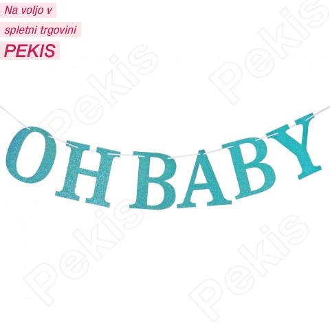 Papirnate zastavice (modre z bleščicami) Oh Baby