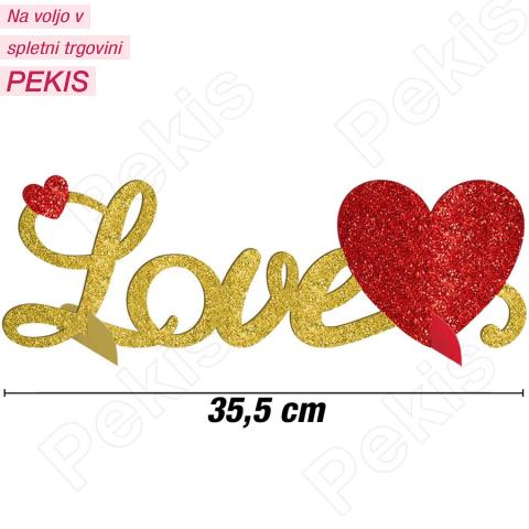 Love z bleščicami, namizna dekoracija 35,5 cm