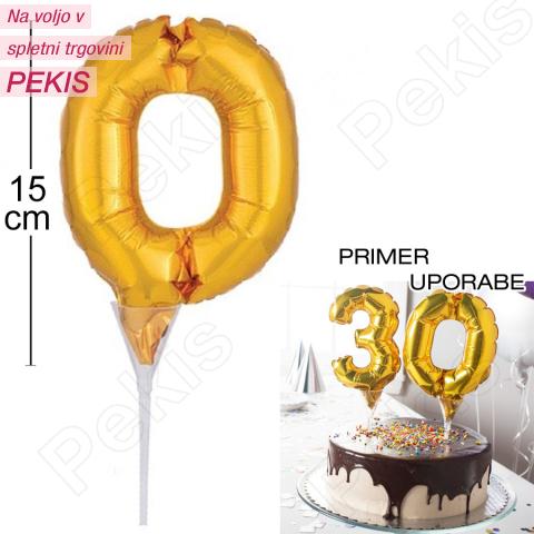 Topper za torto Zlat Balon št.0