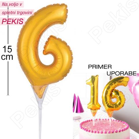 Topper za torto Zlat Balon št.6