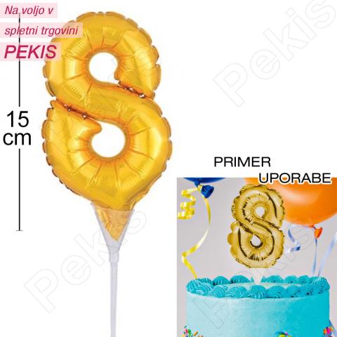 Topper za torto Zlat Balon št.8