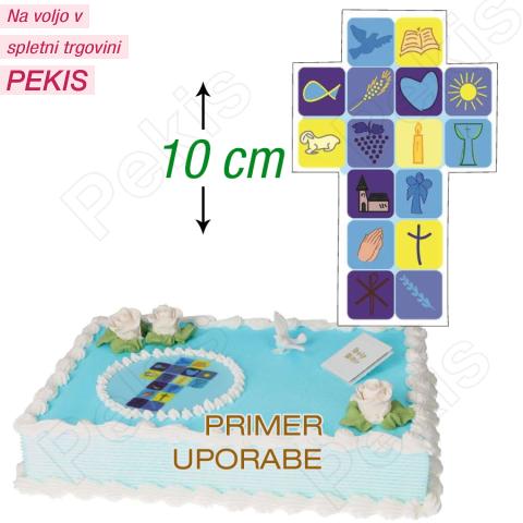 Sladkorni križ za obhajilo ali birmo (10 cm) MODER