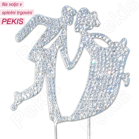 Poročni par z diamantki - 10 cm