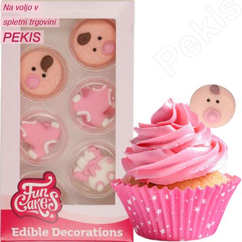 Jedilna Baby roza dekoracija (2cm) 12 kom (Baby Shower)