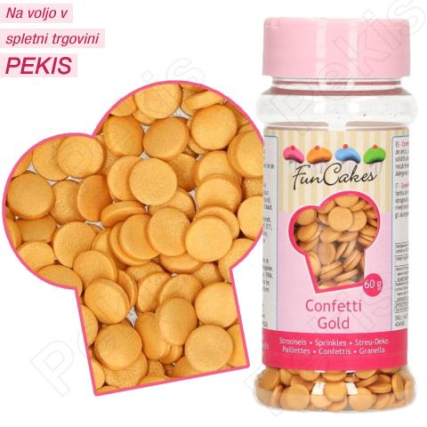Sladkorni Posip KONFETI zlati, FunCakes