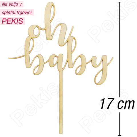 Topper za torto Oh Baby, les (Baby Shower)