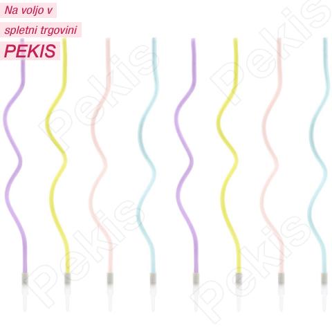 Svečke raznobarvni kodri (14 cm) 8 kom