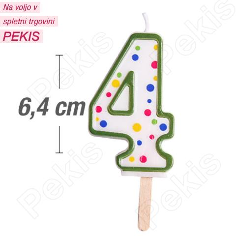 Svečka številka, Zelena (6,4cm) št.4