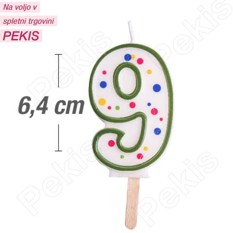 Svečka številka, Zelena (6,4cm) št.9