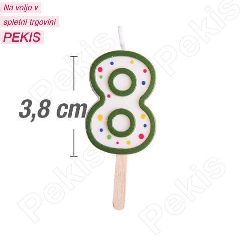 Svečka številka, Zelena (3,8cm) št.8