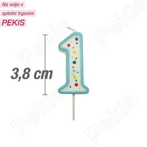 Svečka številka, Modra (3,8cm) št.1