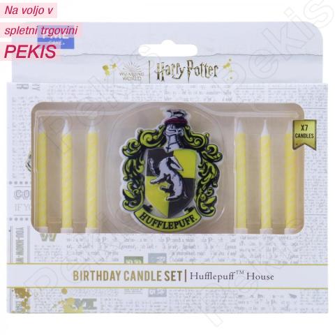 Komplet 7 svečk (Hufflepuff) za torto