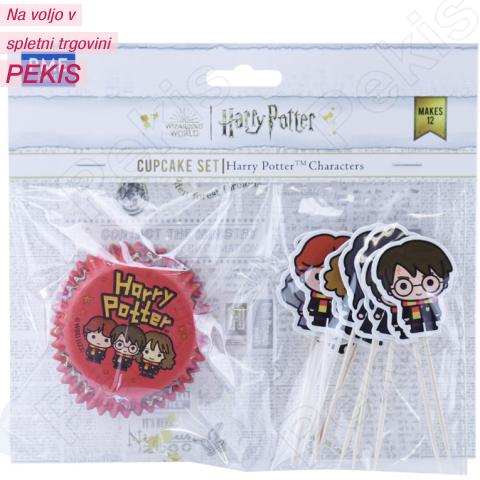 Harry Potter liki (12 kompletov) posodice za muffine in topperji na palčki