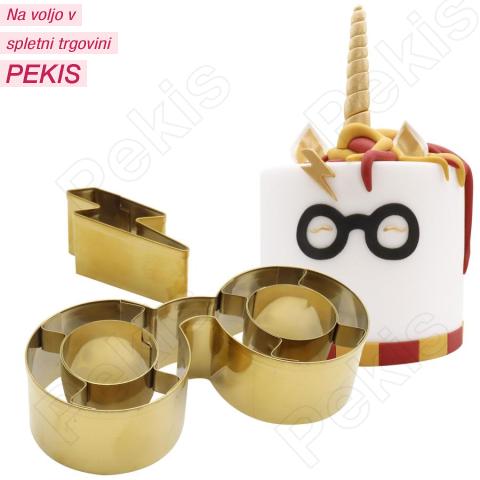 Modelčka Harry Potter (Harryeva očala in brazgotina) za fondant, velikost torte