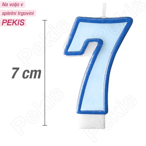 Svečka številka, Modra (7cm) št.7