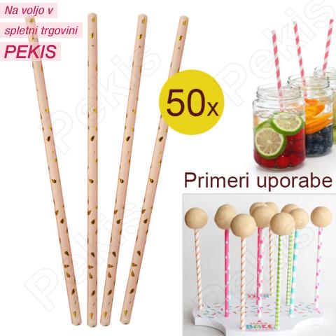 Palčke za Cake Pops ali slamce ZLATE 50 kom št.3