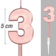 Glamurozna metalik Roza Zlata (rose gold) svečka, št.3