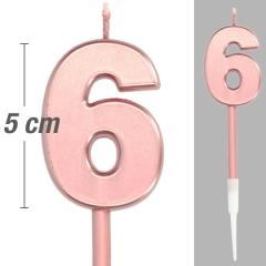 Glamurozna metalik Roza Zlata (rose gold) svečka, št.6