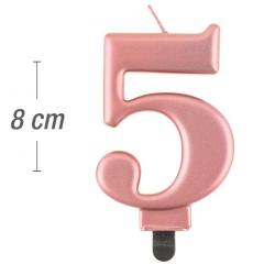 Metalik rose-gold svečka št.5