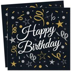 Servieti (črni) Happy Birthday