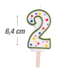 Svečka številka, Zelena (6,4cm) št.2